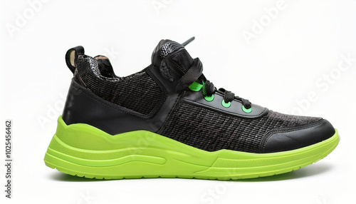 Black and Green Sneaker with Thick Sole