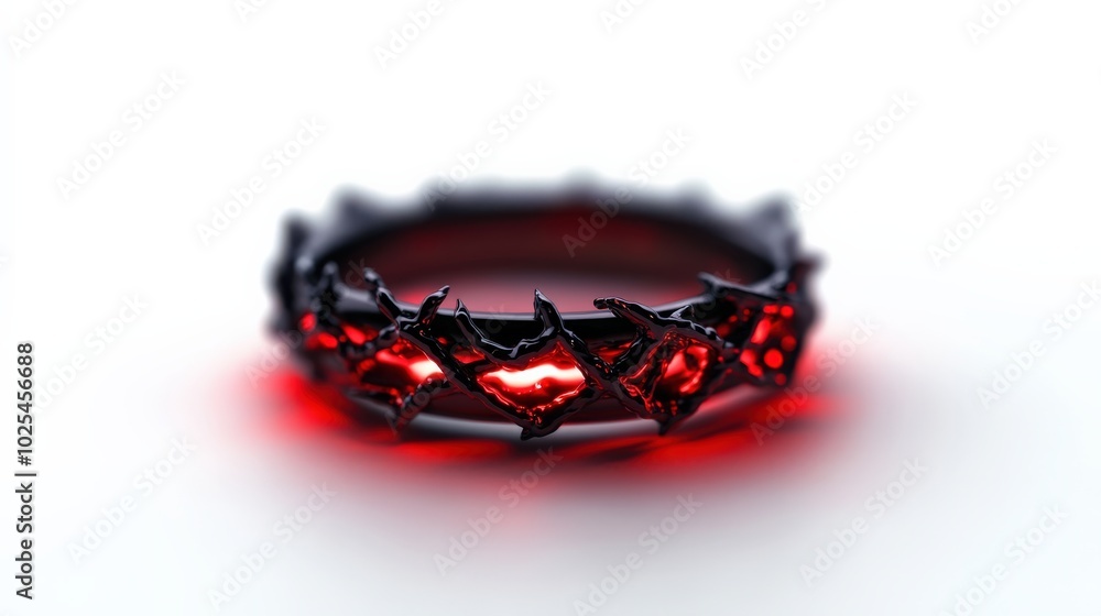 Unique black crown with red gemstones on a white isolated background. Unique black crown with red gemstones on a white isolated background.