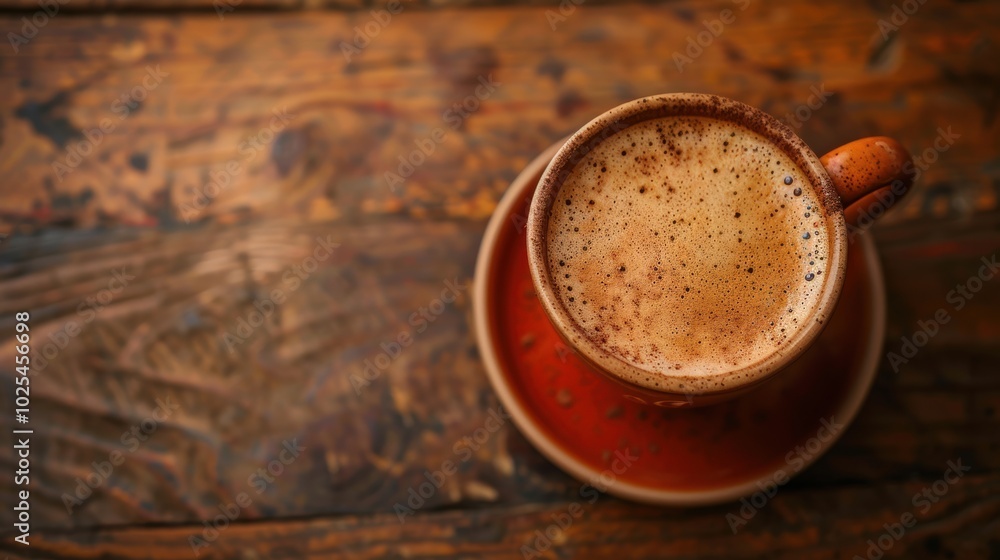 A Cup of Aromatic Coffee on a Rustic Wooden Table A Cup of Aromatic Coffee on a Rustic Wooden Table