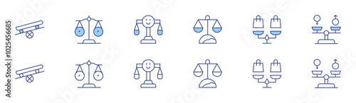 Balance icon set in two styles, Duotone and Thin Line style. Editable stroke. justicescale, balance