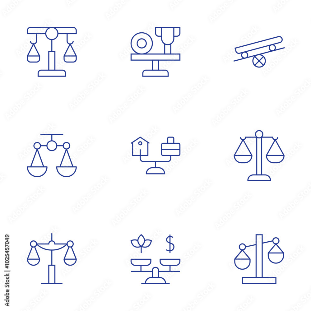 Balance icons set. Thin Line style, editable stroke. balance and coordination, motor skills, athletic performance, rehabilitation, strength training Balance icons set. Thin Line style, editable stroke. balance and coordination, motor skills, athletic performance, rehabilitation, strength training