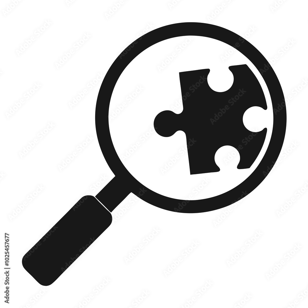 magnifying glass with puzzle magnifying glass with puzzle