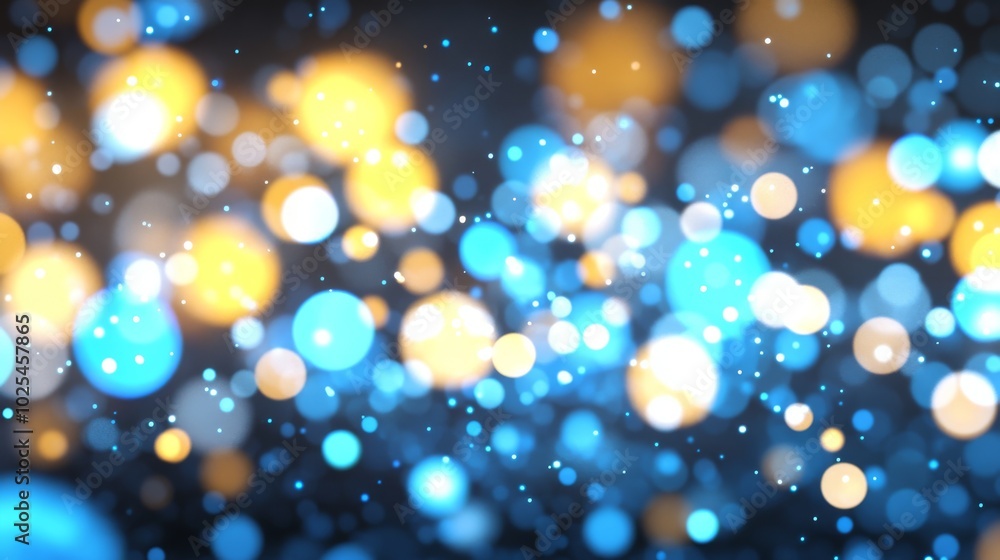 Ethereal Blue and Yellow Bokeh Lights on Black Background Ethereal Blue and Yellow Bokeh Lights on Black Background