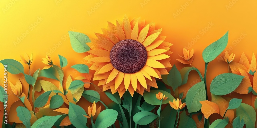 Obraz premium Sunflower backdrop featuring vibrant hues, showcasing a serene and bright atmosphere without displaying the actual flower