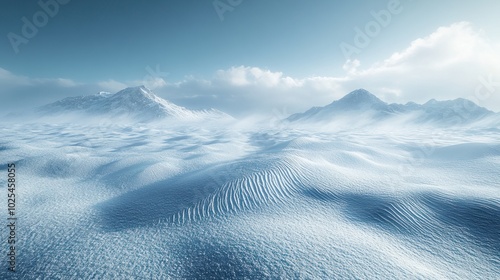 Snow-Covered Mountains in Winter