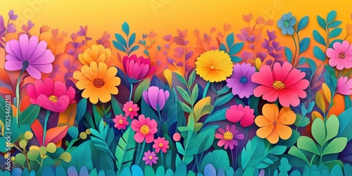 Vibrant Flower-Filled Garden, Colorful Floral Garden