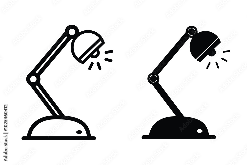 Table Lamp Icon, Desk Lamp Icon, vector , silhouette. Table lamp vector line icon silhouette isolated on white background. Vector illustration. Table Lamp Icon, Desk Lamp Icon, vector , silhouette. Table lamp vector line icon silhouette isolated on white background. Vector illustration.