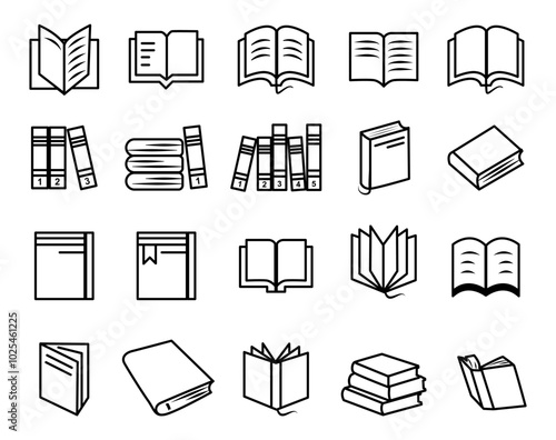 set of icons book simple with  transparent background 