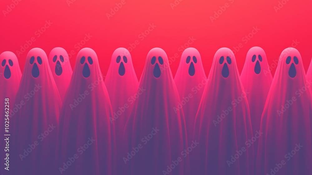 Fototapeta premium Mysterious Ghost Figures Surrounded by Colorful Background
