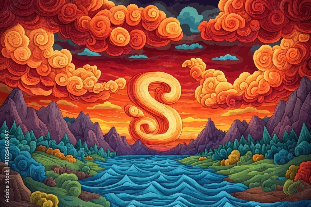 Deep hues within the canyon evoke the feeling of a blazing red sky, shaped by swirling rock formations, with a shadowy mountain looming in the background Deep hues within the canyon evoke the feeling of a blazing red sky, shaped by swirling rock formations, with a shadowy mountain looming in the background