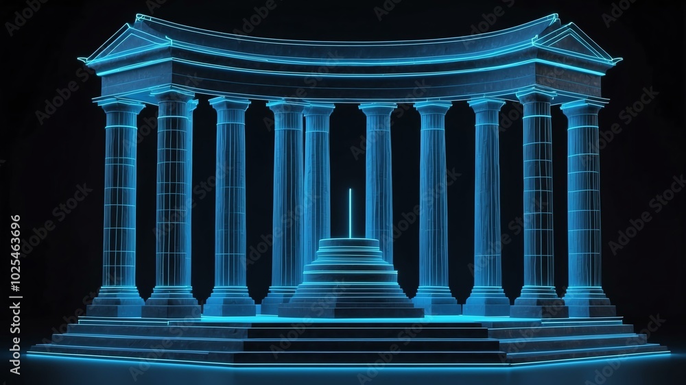 Fototapeta premium 3d wireframe model of a monument design concept background