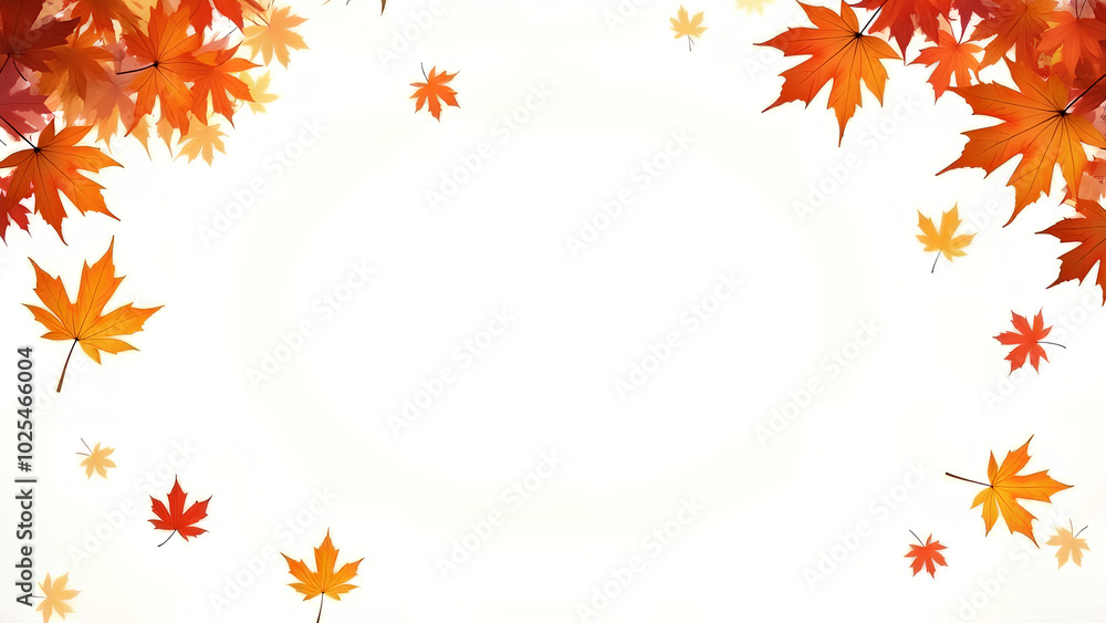 Autumn falling maple leaves isolated on white background Fall foliage Leaf Frame Autumn falling maple leaves isolated on white background Fall foliage Leaf Frame
