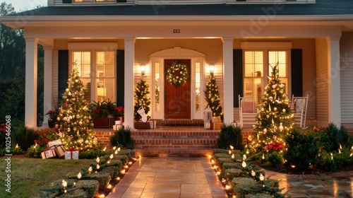 Festive Christmas Home with Warm Holiday Decorations