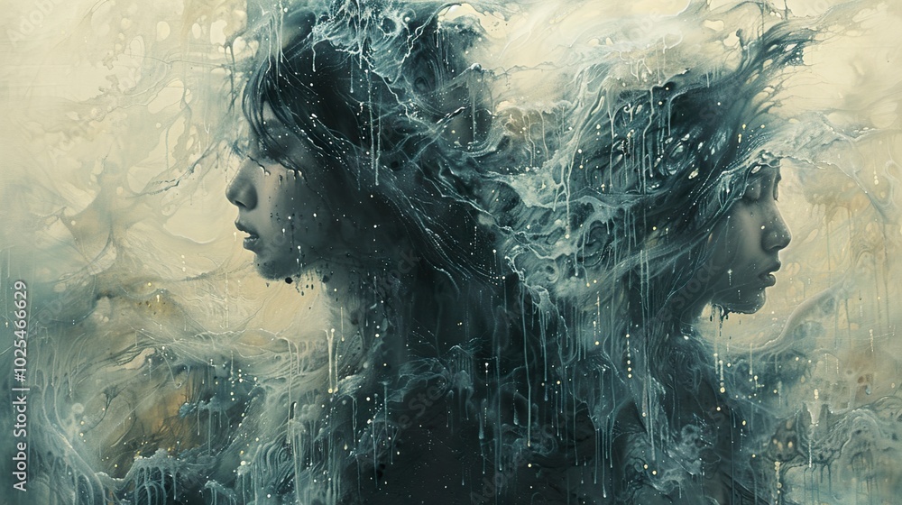 Abstract Portrait of a Woman in a Dreamlike State Abstract Portrait of a Woman in a Dreamlike State