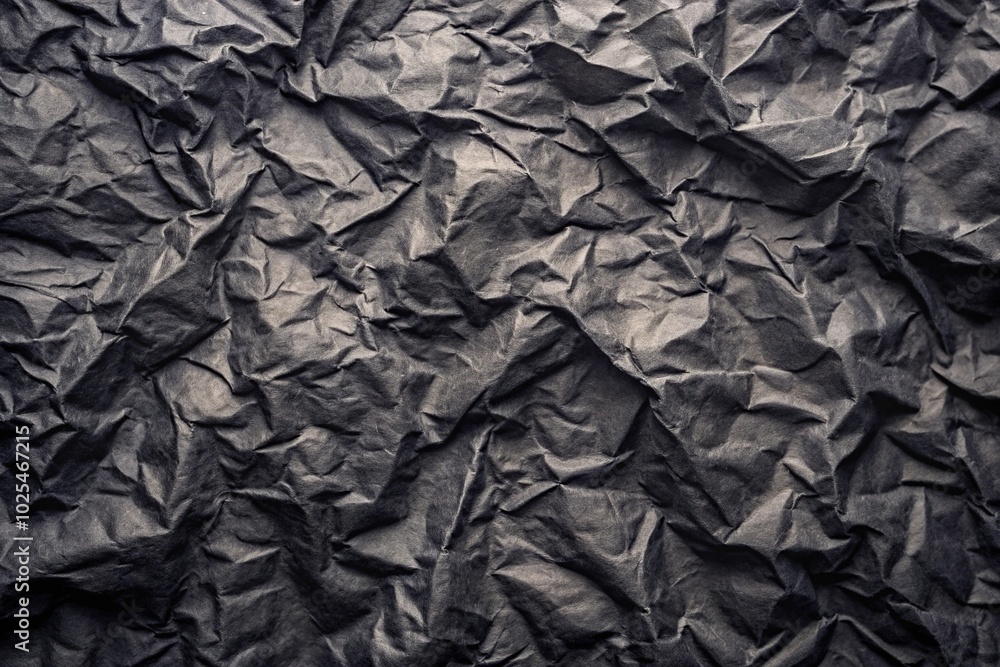 Fototapeta premium Minimalist black crumpled paper texture background