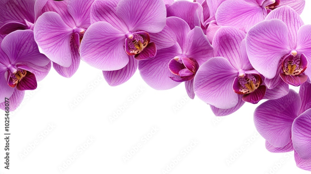 Vibrant Pink Orchid Flowers on White Background Vibrant Pink Orchid Flowers on White Background
