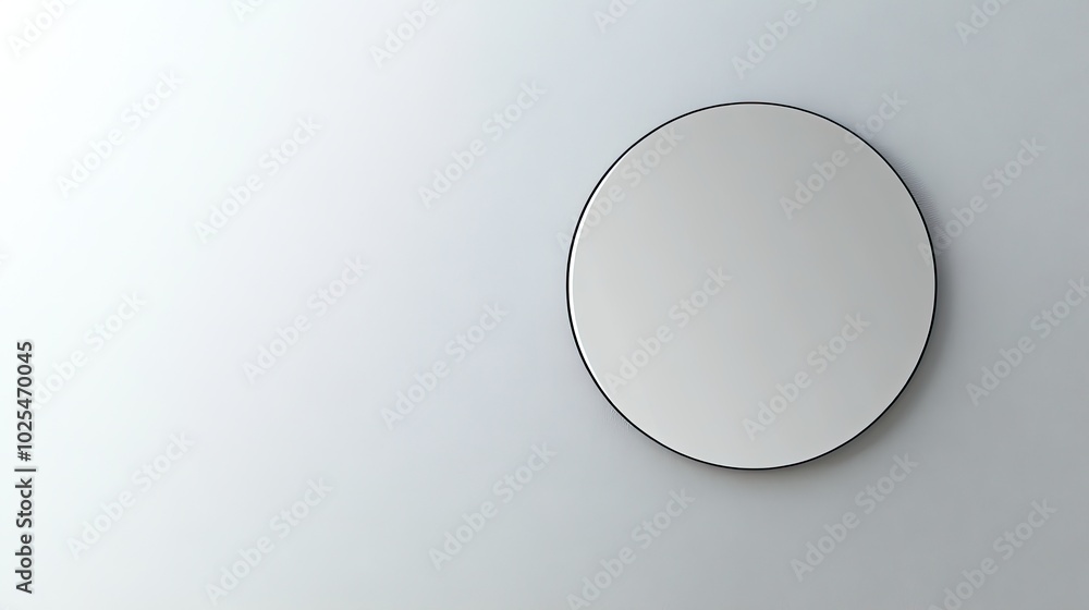 Modern Circular Mirror on Minimalist Wall Modern Circular Mirror on Minimalist Wall