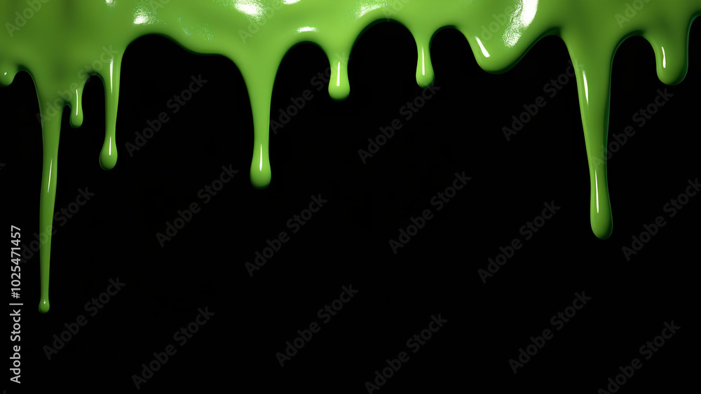 Green Slime Dripping Frame on Black Background Green Slime Dripping Frame on Black Background