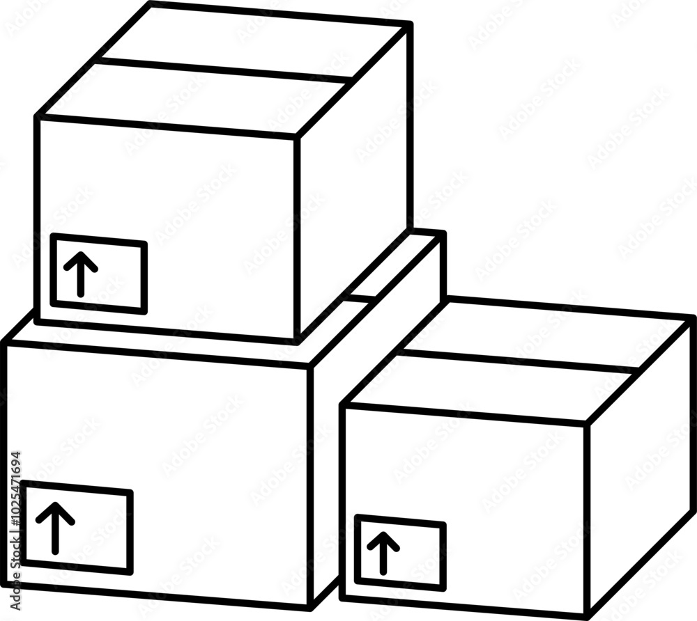 Stacked cardboard box outline illustration vector Stacked cardboard box outline illustration vector