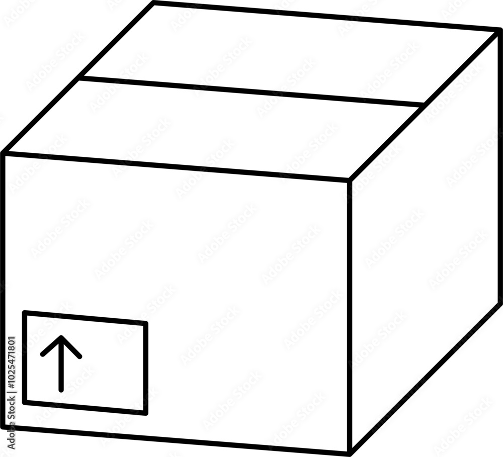Closed cardboard box outline illustration vector Closed cardboard box outline illustration vector