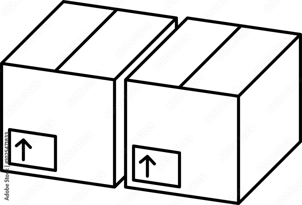 Closed cardboard box outline illustration vector Closed cardboard box outline illustration vector