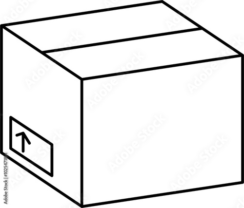 Closed cardboard box outline illustration vector