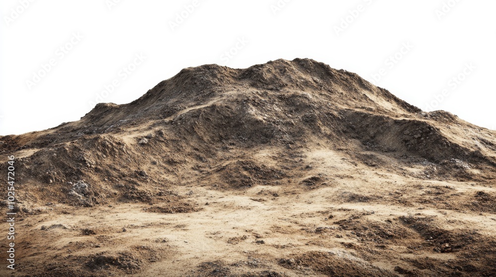 Fototapeta premium 2410_033.mountain of displaced dirt, rocky inclusions visible, natural color palette, land development imagery