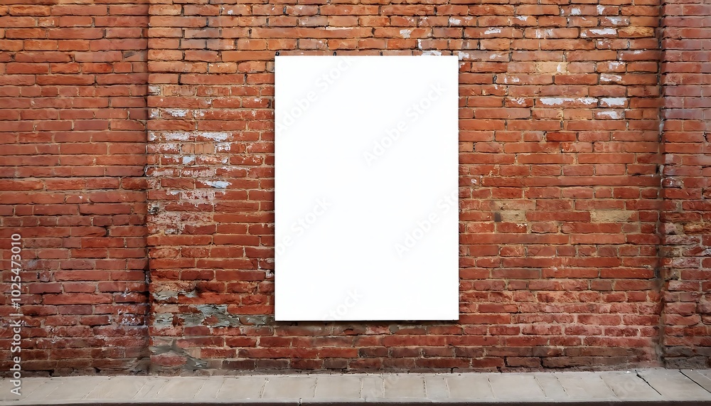 Blank vertical poster mockup on a weathered red brick wall in an urban setting during daylight hours. Generative AI Blank vertical poster mockup on a weathered red brick wall in an urban setting during daylight hours. Generative AI