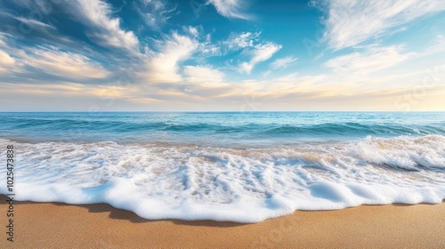 Calm Ocean Waves with Beautiful Sky Reflection