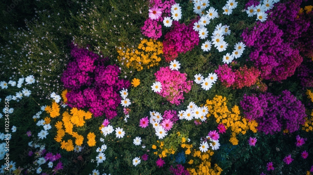 Vibrant Flower Garden with Colorful Blooms Vibrant Flower Garden with Colorful Blooms