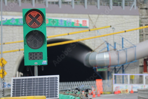 岐阜県揖斐川町のトンネル工事と信号