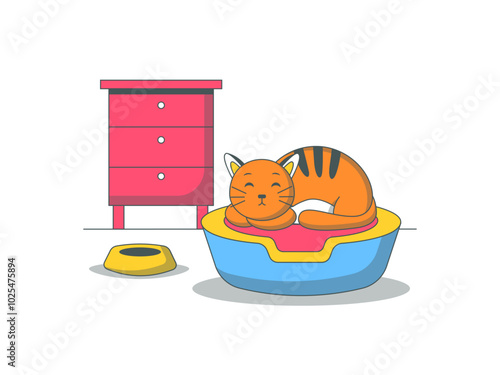 Cat is sleeping. Cats illustration. Flat vector illustration.