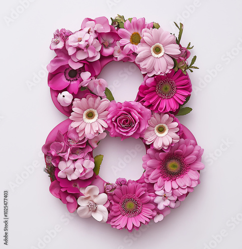 Flowers make up the Arabic numerals 1234567890 one  two  three  four  five  six seven  eight  nine  ten、 eleven twelve  photo