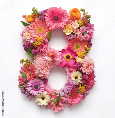 Flowers make up the Arabic numerals 1234567890 one  two  three  four  five  six seven  eight  nine  ten、 eleven twelve  photo