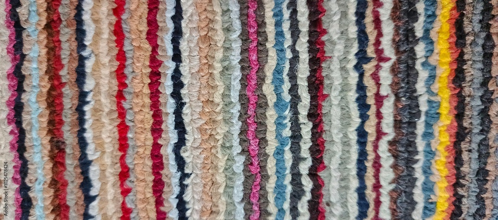 Colorful Striped Textured Fabric Close-Up Colorful Striped Textured Fabric Close-Up