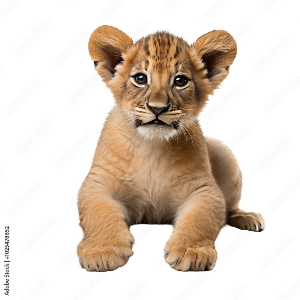 A Baby Lion Cub Resting On A Rock With Curious Expression On Transparent Background A Baby Lion Cub Resting On A Rock With Curious Expression On Transparent Background
