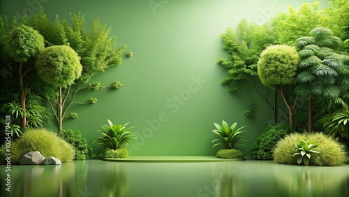 Minimalist green themed nature scene photo