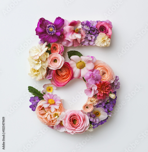 Flowers make up the Arabic numerals 1234567890 one  two  three  four  five  six seven  eight  nine  ten、 eleven twelve  photo