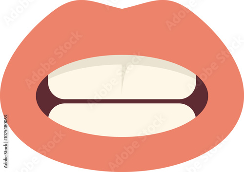 Minimalist illustration of a woman biting her lip, showing her teeth