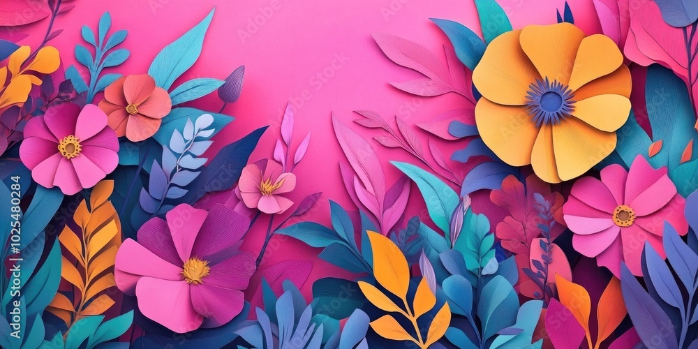 Naklejka premium Stunning imagery of vibrant flowers in their natural beauty, Vibrant flowers in their natural beauty