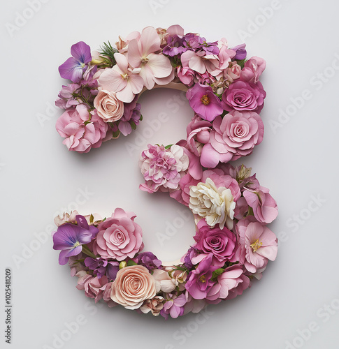 Flowers make up the Arabic numerals 1234567890 one  two  three  four  five  six seven  eight  nine  ten、 eleven twelve  photo