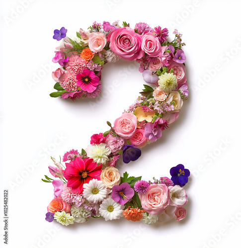 Flowers make up the Arabic numerals 1234567890 one  two  three  four  five  six seven  eight  nine  ten、 eleven twelve  photo