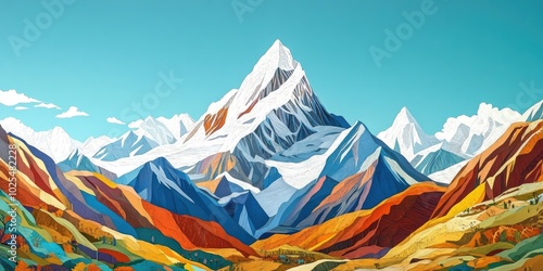 Majestic Thamserku peak welcomes explorers into the breathtaking Everest region, Majestic mountain peak invites adventurers to stunning landscape photo