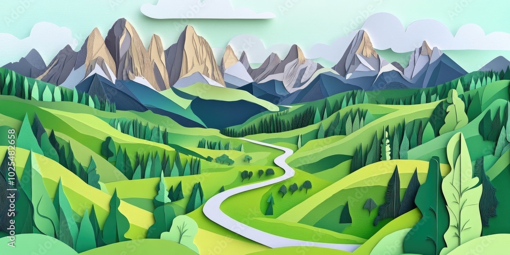 Summer mountain landscape along a scenic road in the Dolomites, featuring lush greenery and dramatic peaks, Scenic summer mountain landscape with road lush greenery and dramatic peaks Summer mountain landscape along a scenic road in the Dolomites, featuring lush greenery and dramatic peaks, Scenic summer mountain landscape with road lush greenery and dramatic peaks