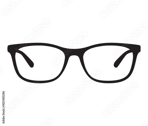 Eyeglasses Icon Silhouette Vector, Glasses isolated on white background, Glasses Logo, Fashion Look Vector, 