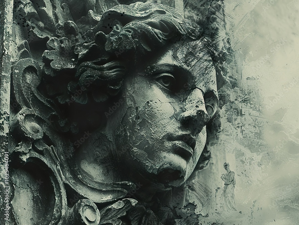 Close-up of an Ornate Stone Sculpture with Intricate Carving Details Close-up of an Ornate Stone Sculpture with Intricate Carving Details