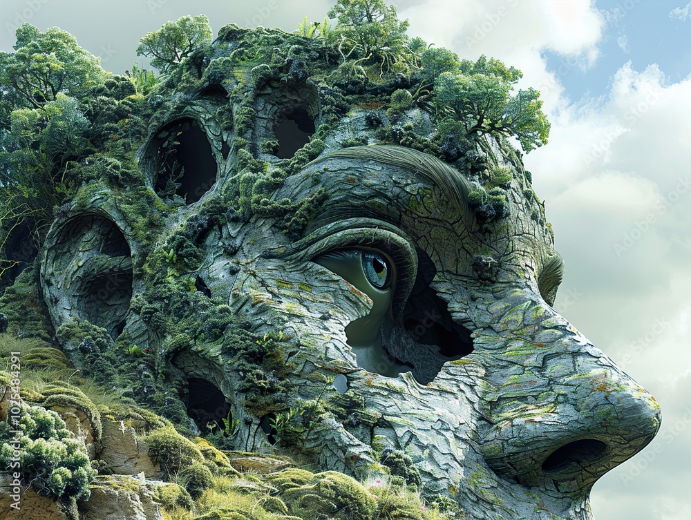 Surreal Stone Face Landscape Art Surreal Stone Face Landscape Art