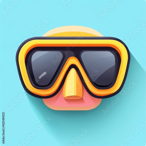 Colorful diving mask illustration on a light blue background for water sports enthusiasts.