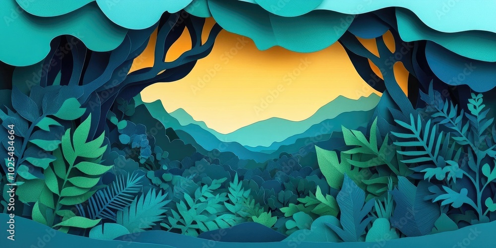 Scenic outlook of a lush forest, Vibrant forest landscape view Scenic outlook of a lush forest, Vibrant forest landscape view