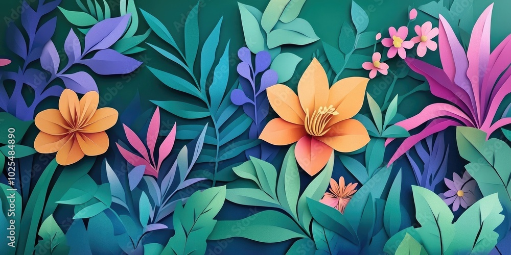 Floral blooms and greenery in a vibrant spring garden, Vibrant floral blooms and lush greenery in a spring garden Floral blooms and greenery in a vibrant spring garden, Vibrant floral blooms and lush greenery in a spring garden